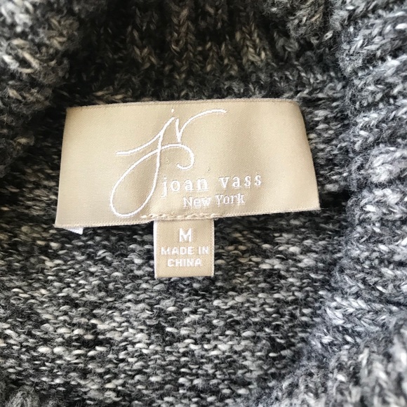JV Joan Vass New York grey cowl neck turtleneck chunky oversized sweater Sz M - Picture 3 of 11